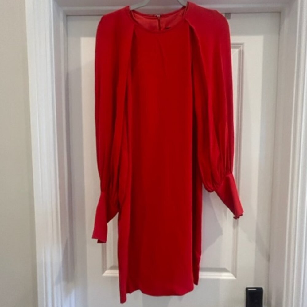 Martin Grant Red Sheer Sleeve Dress
